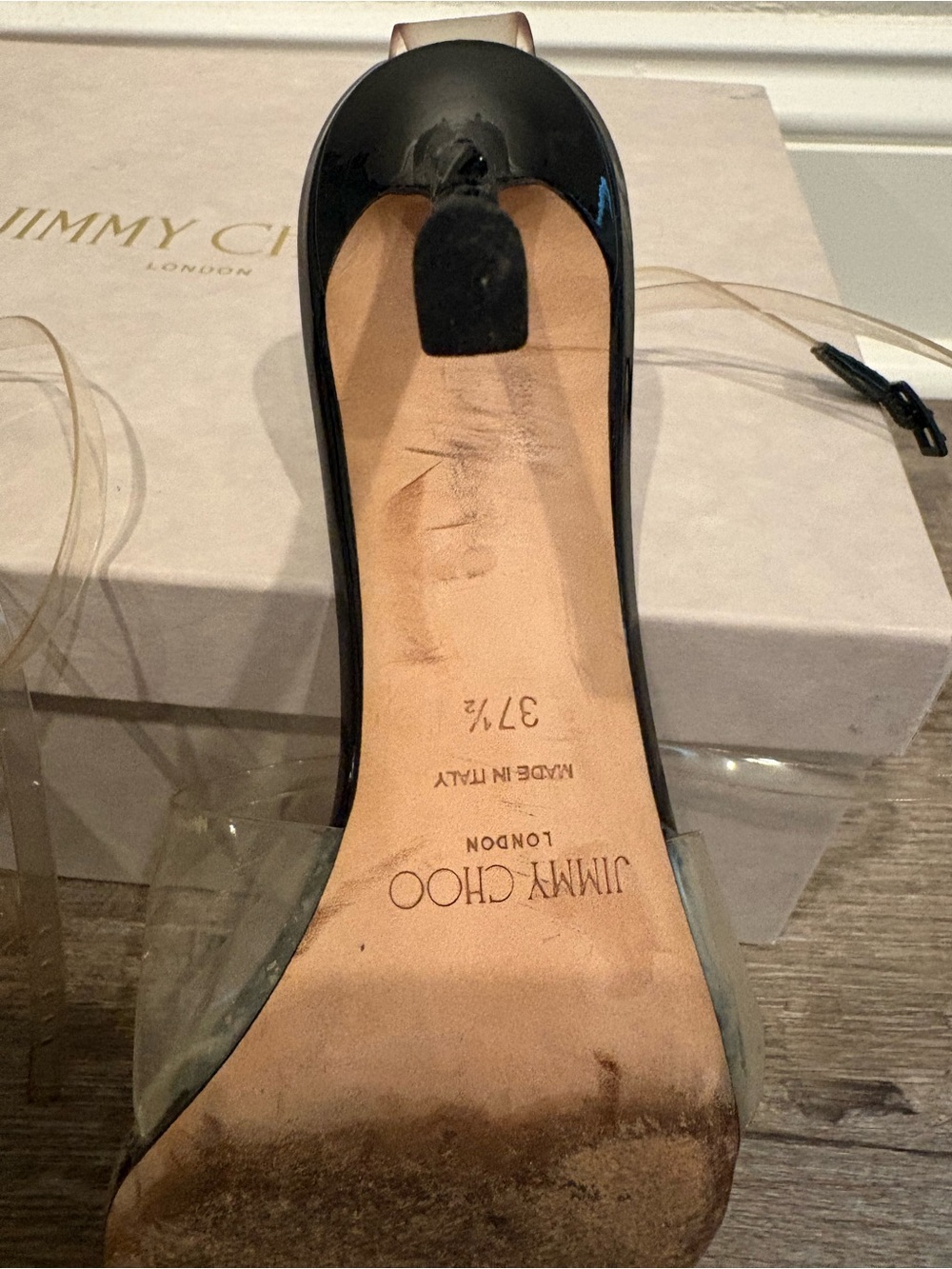 Jimmy Choo Black and Clear PVC Stiletto Sandals - Picture 5 of 7